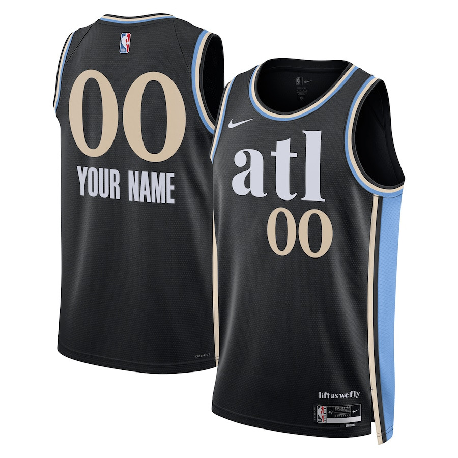 Atlanta Hawks 2023/24 Swingman Jersey Customized - City Edition - Black - JS555