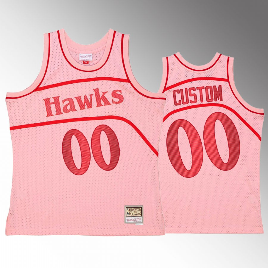 Atlanta Hawks Custom 00 Pink Space Knit Men Jersey Hardwood Classics - JS507