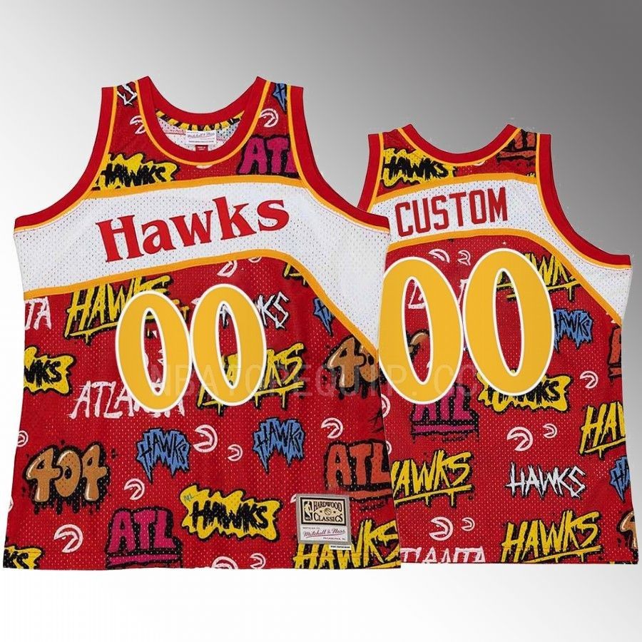 Atlanta Hawks Custom 00 Slap Sticker Red Retro Swingman Jersey - JS902