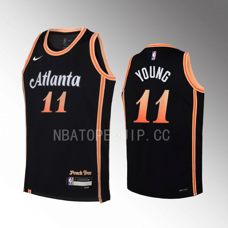 Atlanta Hawks Trae Young 11 City Edition Black Youth Jersey Swingman - JS905