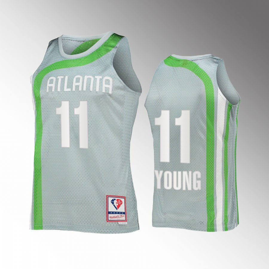Atlanta Hawks Trae Young 11 Hardwood Classics Sliver NBA 75th Jersey - JS493