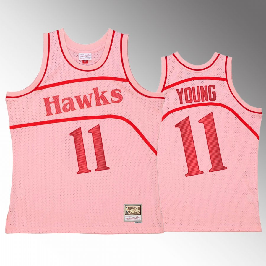 Atlanta Hawks Trae Young 11 Pink Space Knit Men Jersey Hardwood Classics - JS269