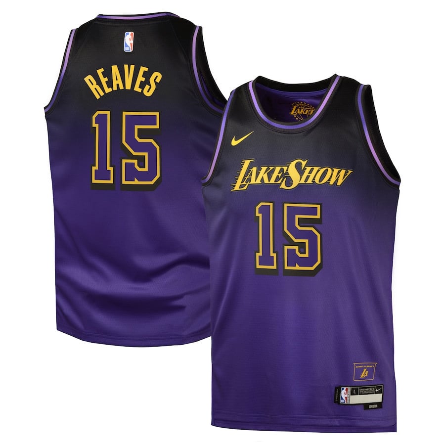 Austin Reaves 15 Los Angeles Lakers 2024/25 Swingman Player YOUTH Jersey - City Edition - Purple - JS795