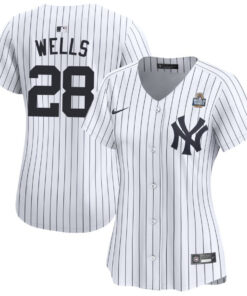 Austin Wells 28 New York Yankees Women's 2024 World Series Home Limited Jersey - White