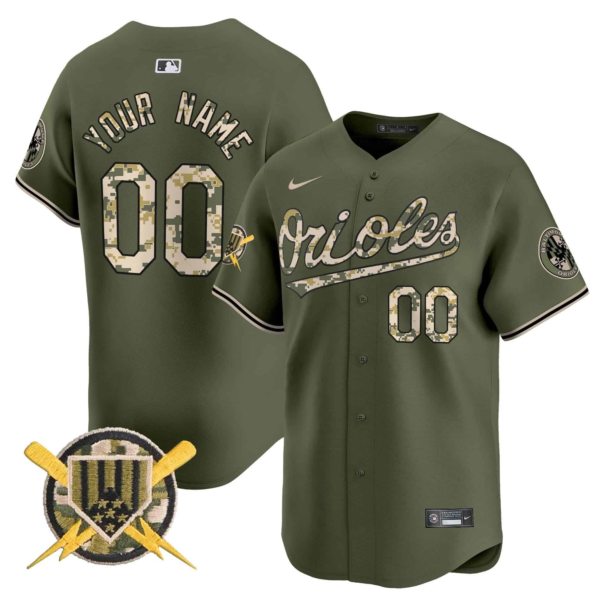 Baltimore Orioles Armed Forces Day Vapor Premier Limited Custom Jersey