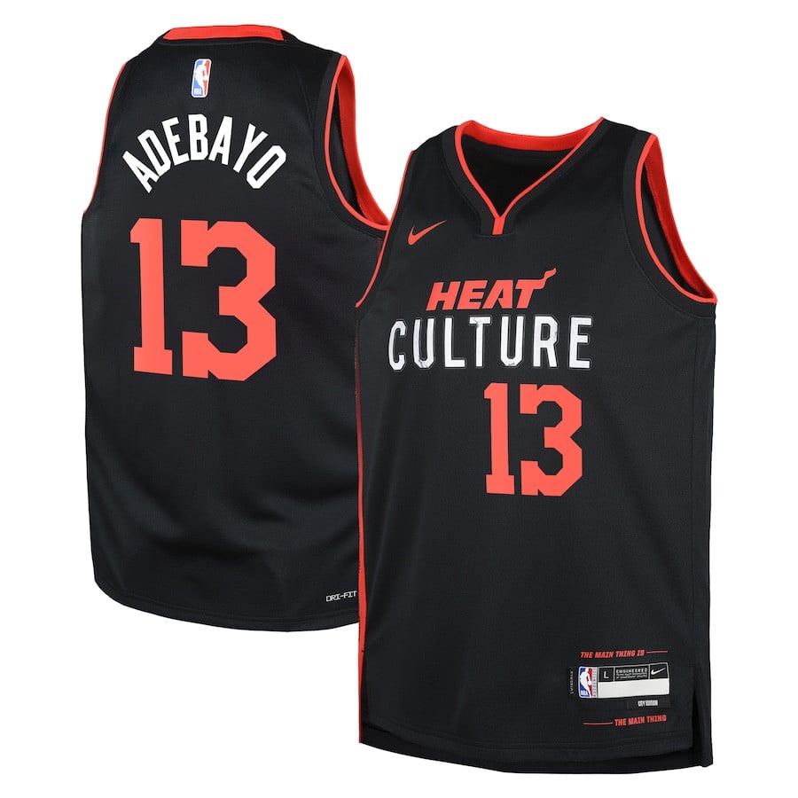Bam Adebayo 13 Miami Heat 2023/24 City Edition Swingman YOUTH Jersey - Black - JS714