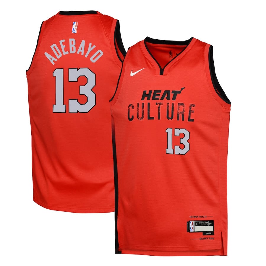 Bam Adebayo 13 Miami Heat 2024/25 Swingman Player YOUTH Jersey - City Edition - Red - JS835