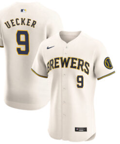 Bob Uecker #9 Milwaukee Brewers Home ELITE Jersey - Cream