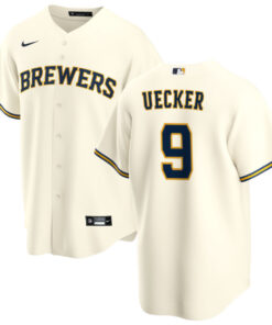 Bob Uecker #9 Milwaukee Brewers Home Jersey - Cream