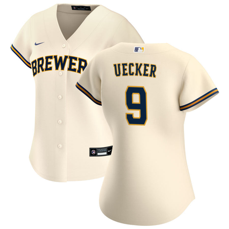 Bob Uecker 9 Milwaukee Brewers Women's Home Jersey - Cream