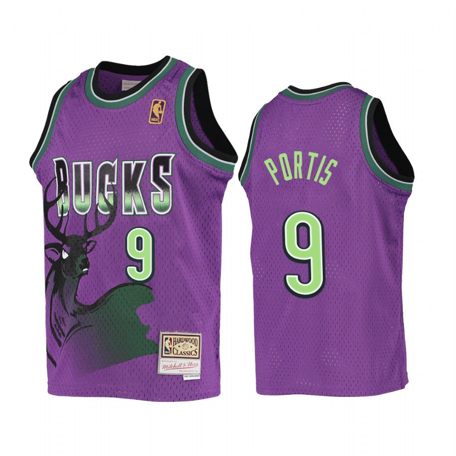 Bobby Portis 9 Milwaukee Bucks Youth Purple Reload Jersey Hardwood Classics - JS994