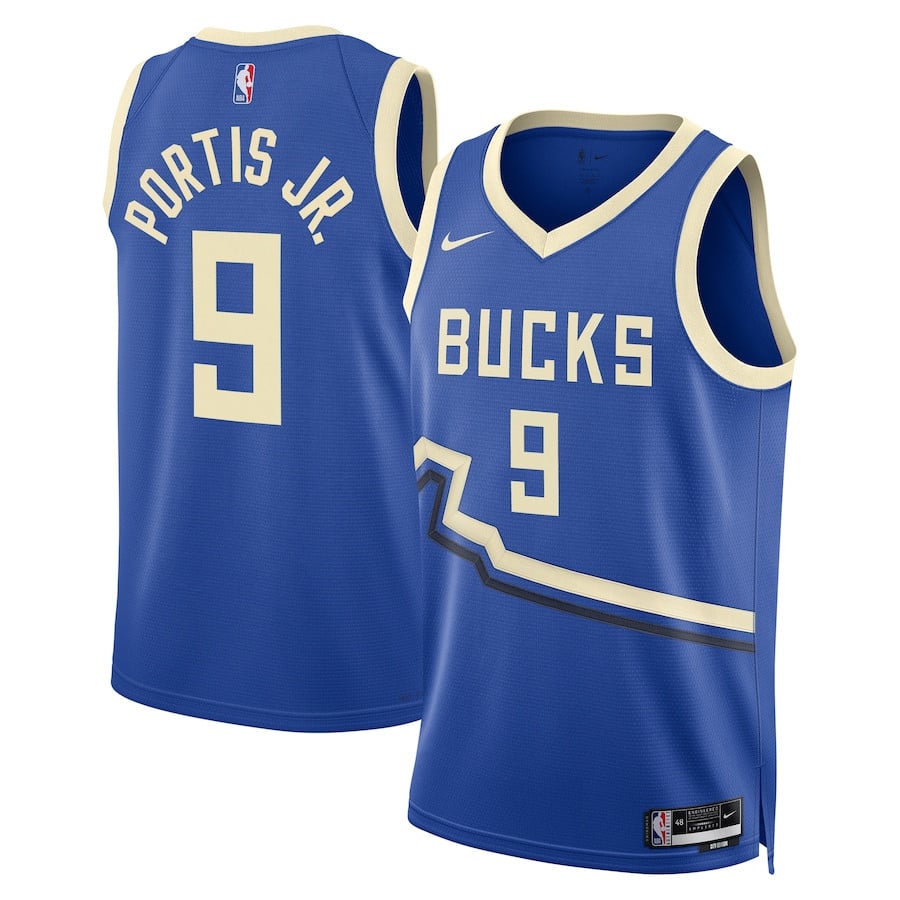 Bobby Portis Jr. 9 Milwaukee Bucks Unisex 2024/25 Swingman Player Jersey - City Edition - Royal - JS117