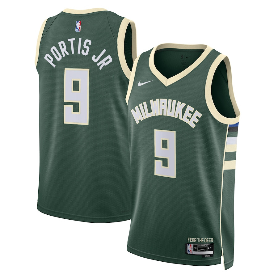 Bobby Portis Jr 9 Milwaukee Bucks Unisex Swingman Jersey - Icon Edition - Hunter Green - JS918
