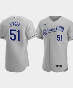Brady Singer 51 Kansas City Royals Gray Road Jersey Jersey
