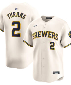 Brice Turang 2 Milwaukee Brewers Home Limited Men Jersey - Cream