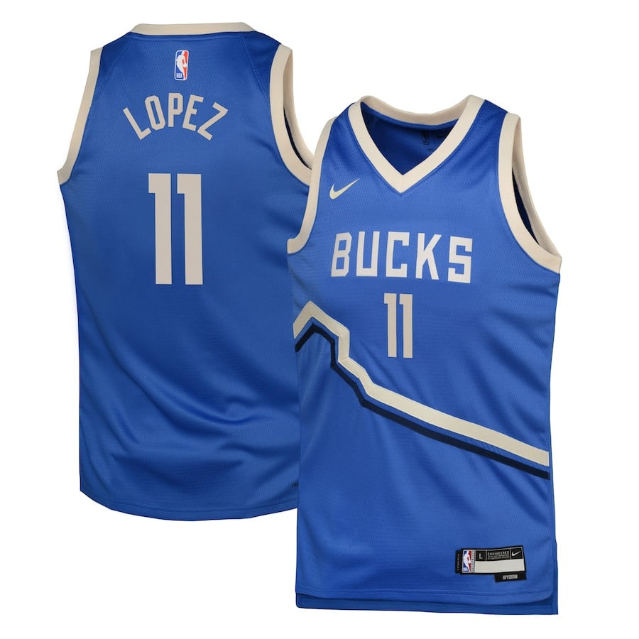 Brook Lopez 11 Milwaukee Bucks 2024/25 Swingman Player YOUTH Jersey - City Edition - Royal - JS391