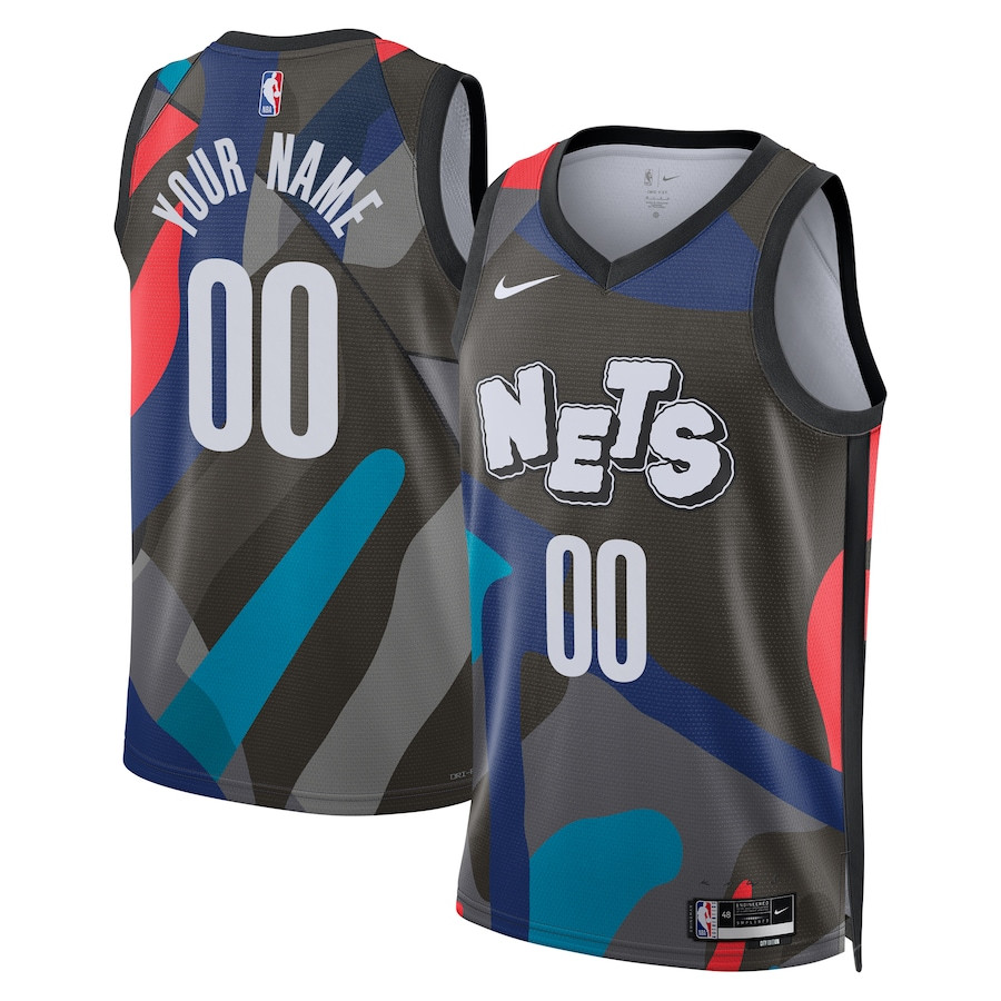 Brooklyn Nets 2023/24 City Edition Swingman Custom Jersey - Black - JS474