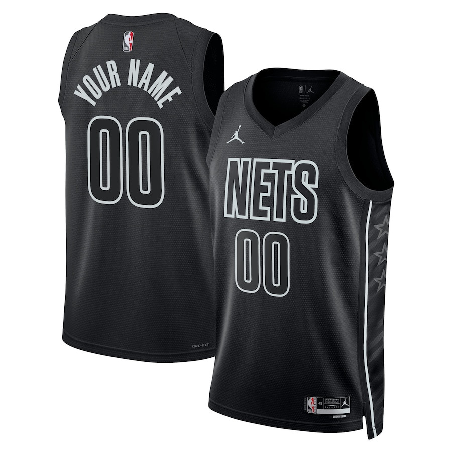 Brooklyn Nets 2023/24 Statement Swingman Custom Men Jersey - Black - JS785