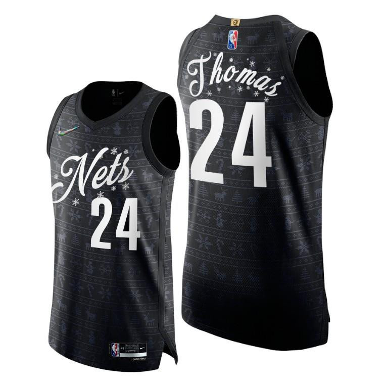 Brooklyn Nets 24 Cameron Thomas Black Christmas Eve Jersey 75th Anniversary - Men Jersey - JS840