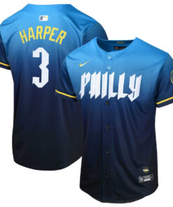 Bryce Harper 3 Philadelphia Phillies 2024 City Connect Limited YOUTH Jersey - Blue