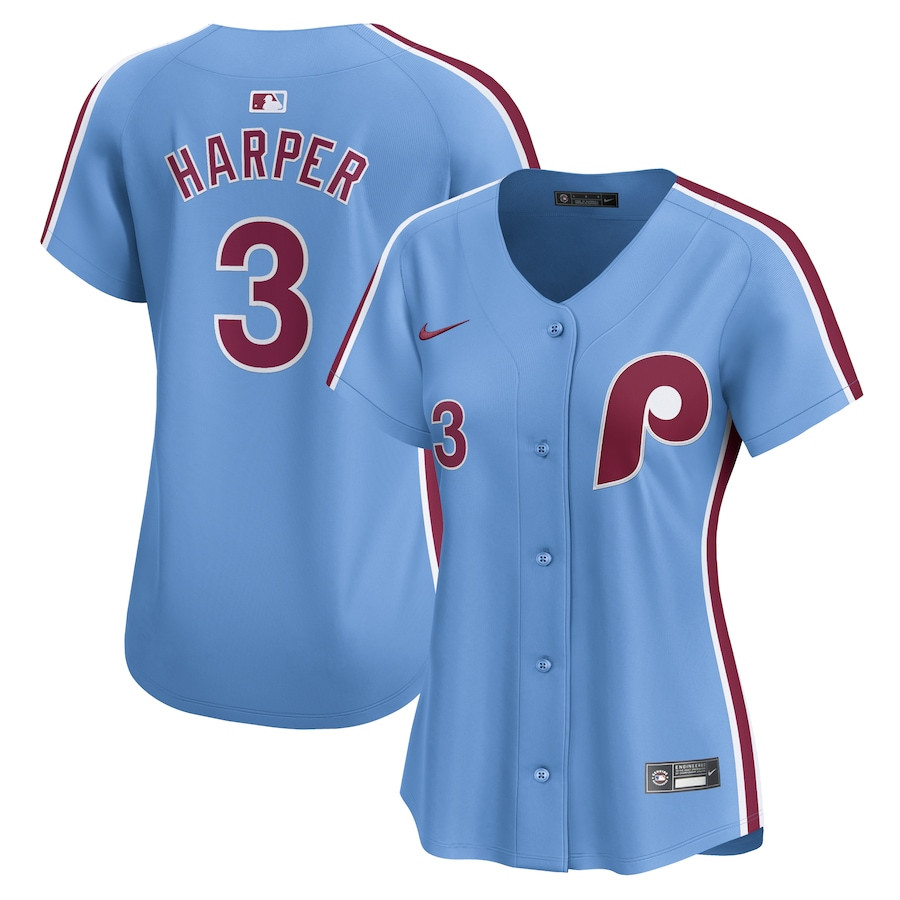 Bryce Harper 3 Philadelphia Phillies Alternate Limited Women Jersey - Light Blue