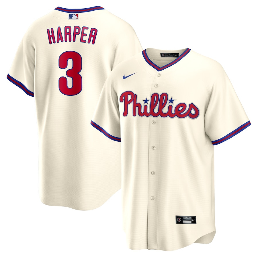 Bryce Harper 3 Philadelphia Phillies Alternate Men Jersey - Cream