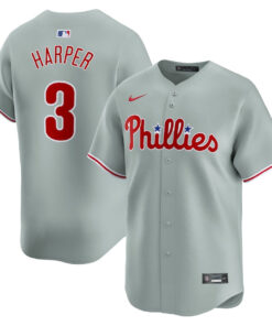 Bryce Harper 3 Philadelphia Phillies Away Limited Player Men Jersey - Gray