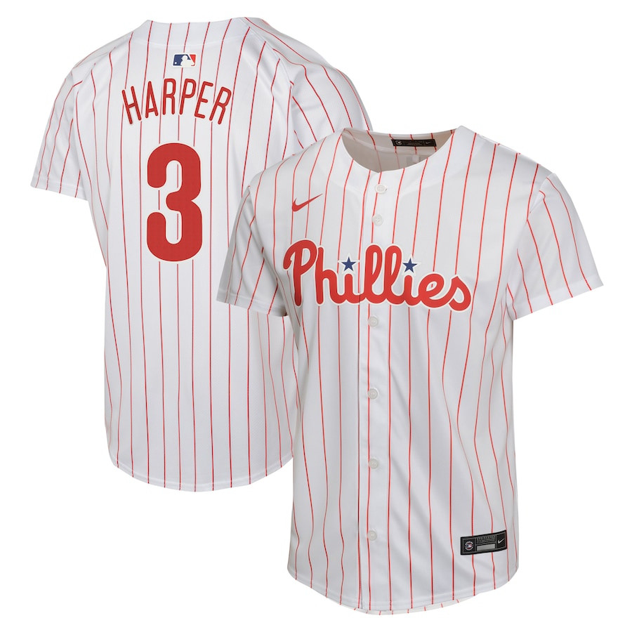 Bryce Harper 3 Philadelphia Phillies Home Game Player YOUTH Jersey - White