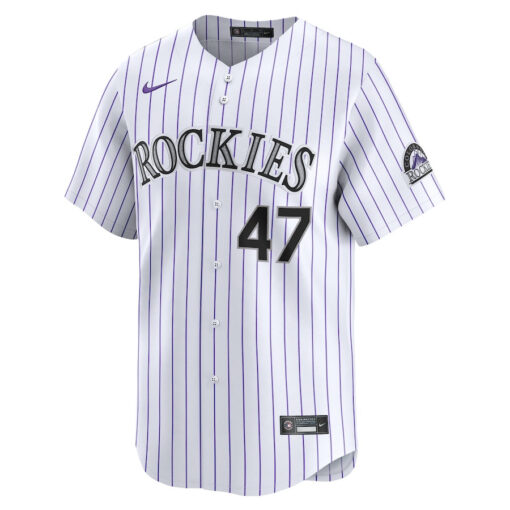 Cal Quantrill 47 Colorado Rockies Home Limited Player Men Jersey - White - Image 2