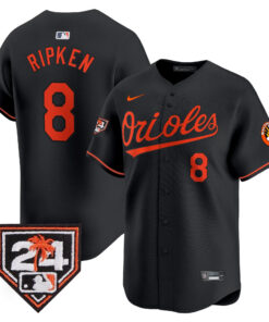Cal Ripken 8 Baltimore Orioles 2024 Spring Training Patch Men Jersey - Black