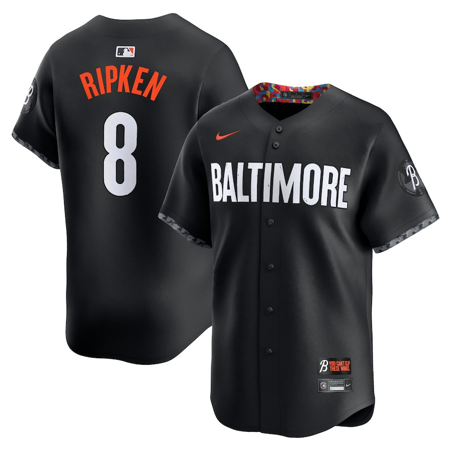 Cal Ripken Jr. 8 Baltimore Orioles City Connect Retired Men Jersey - Black