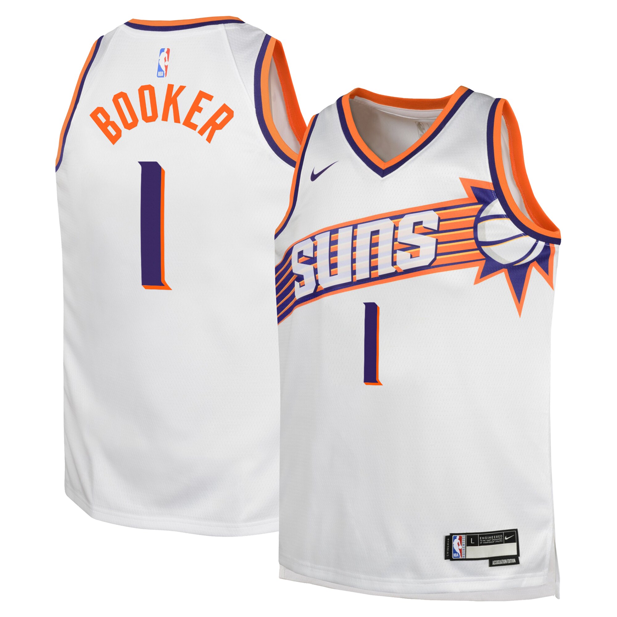 Camiseta Association Edition Swingman de los Phoenix Suns - Blanco - Devin Booker - JÃ³venes - JS982