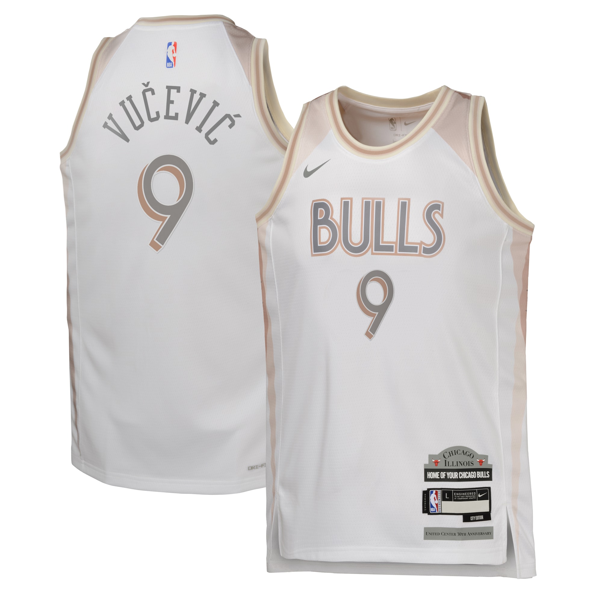 Camiseta City Edition Swingman de los Chicago Bulls 2024 - Blanco - Nikola VuÄeviÄ‡ - Juvenil - JS904