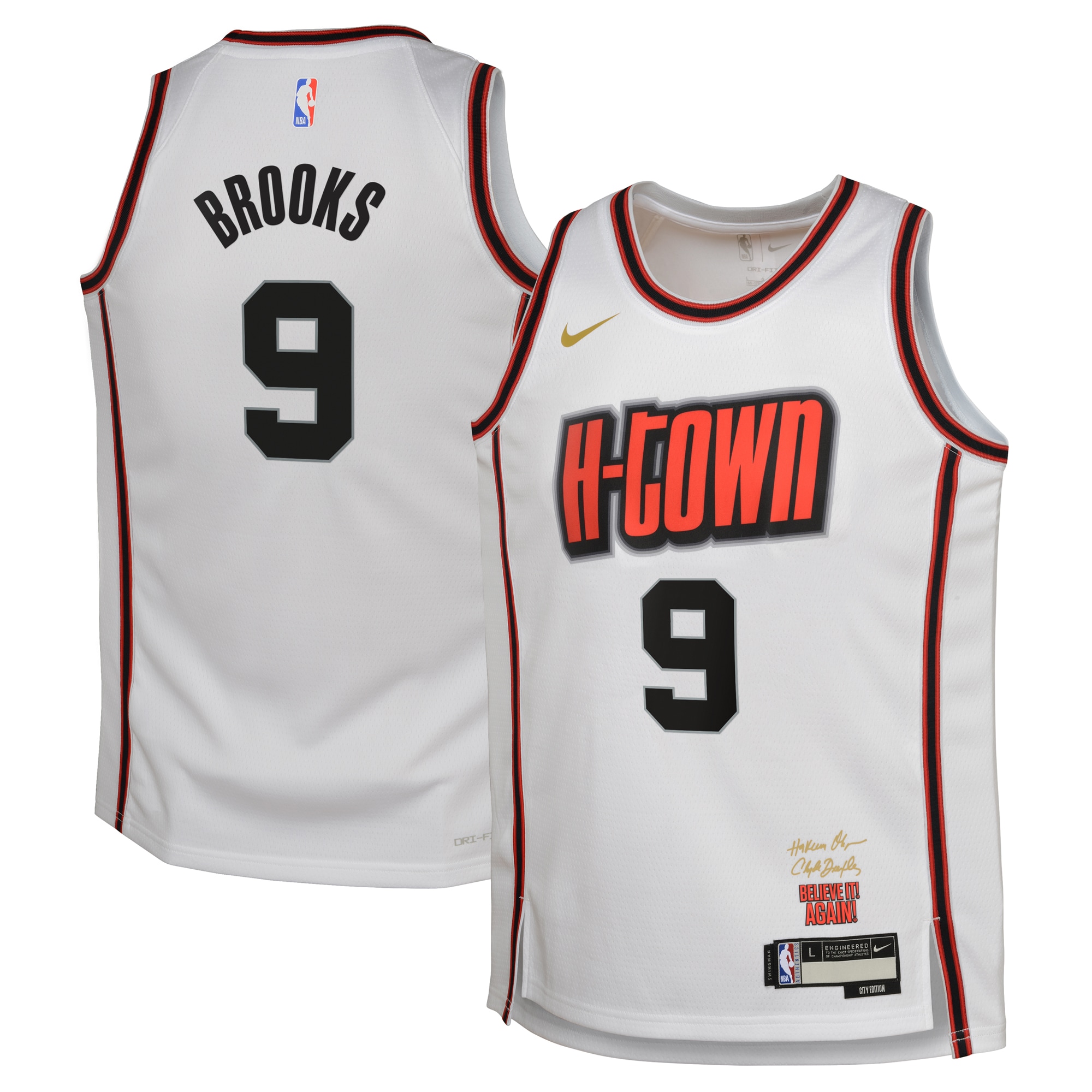 Camiseta City Edition Swingman de los Houston Rockets 2024 - Blanca - Dillon Brooks - Juvenil - JS717