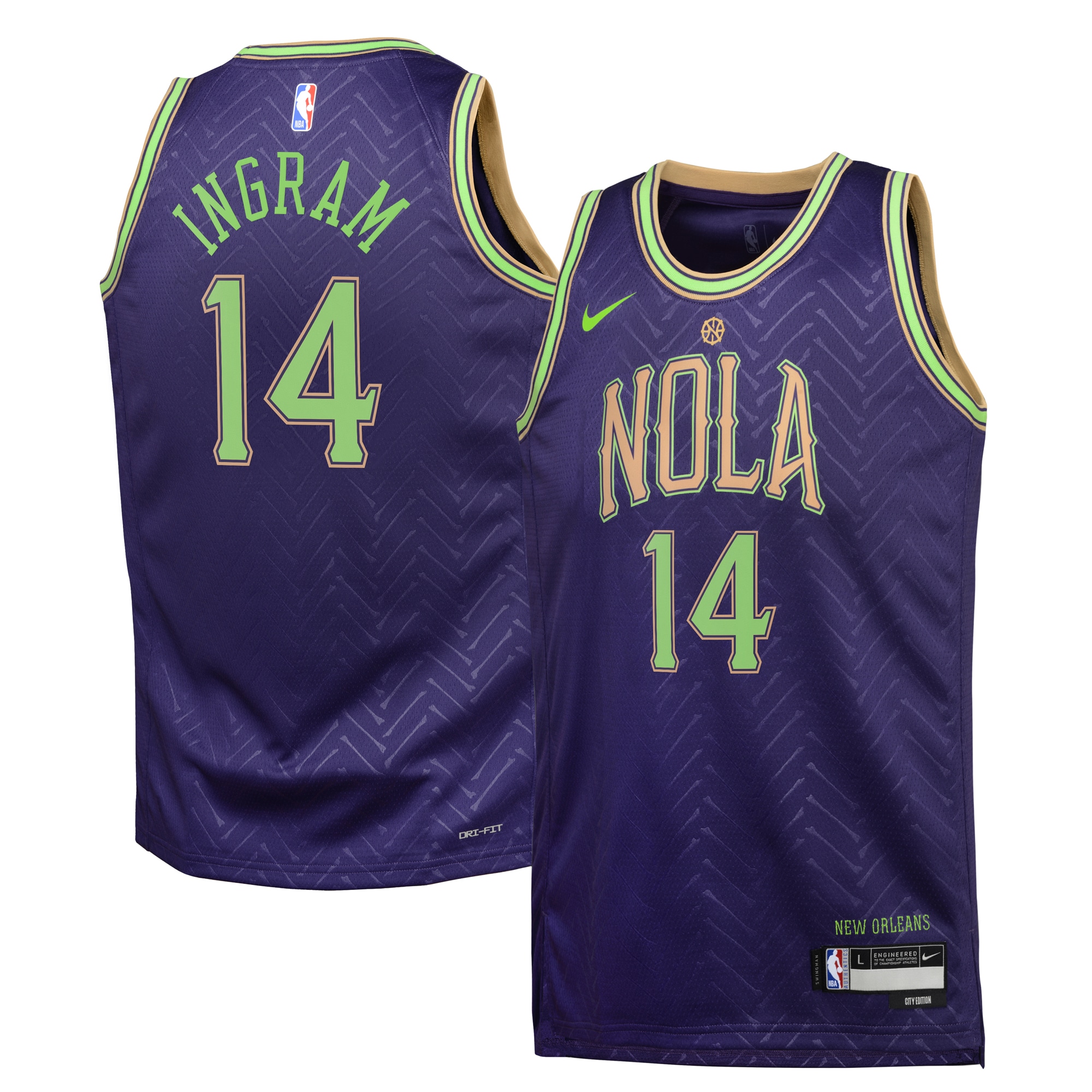 Camiseta City Edition Swingman de los New Orleans Pelicans 2024 - PÃºrpura - Brandon Ingram - Juvenil - JS385