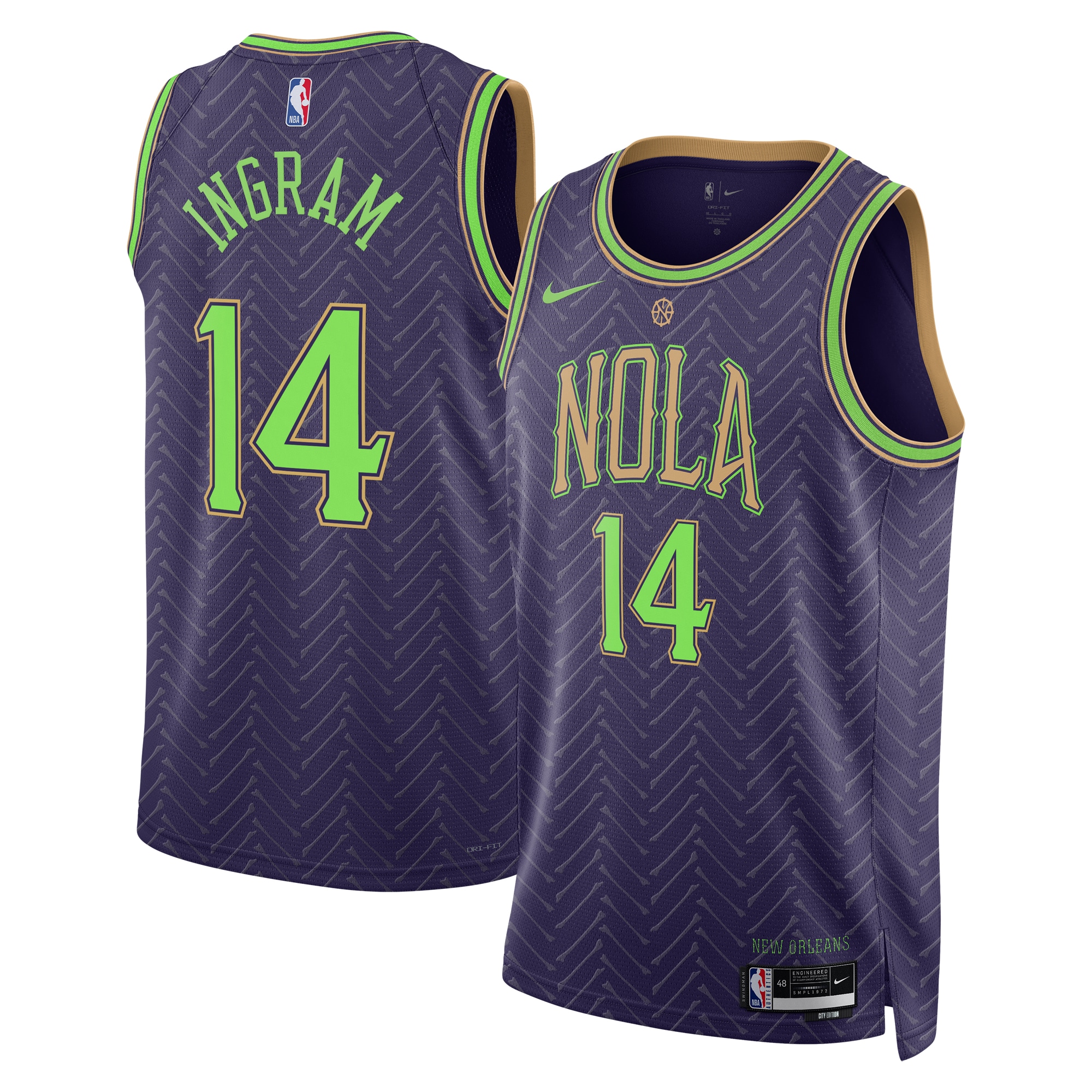 Camiseta City Edition Swingman de los New Orleans Pelicans 2024 - PÃºrpura - Brandon Ingram - Unisex - JS489