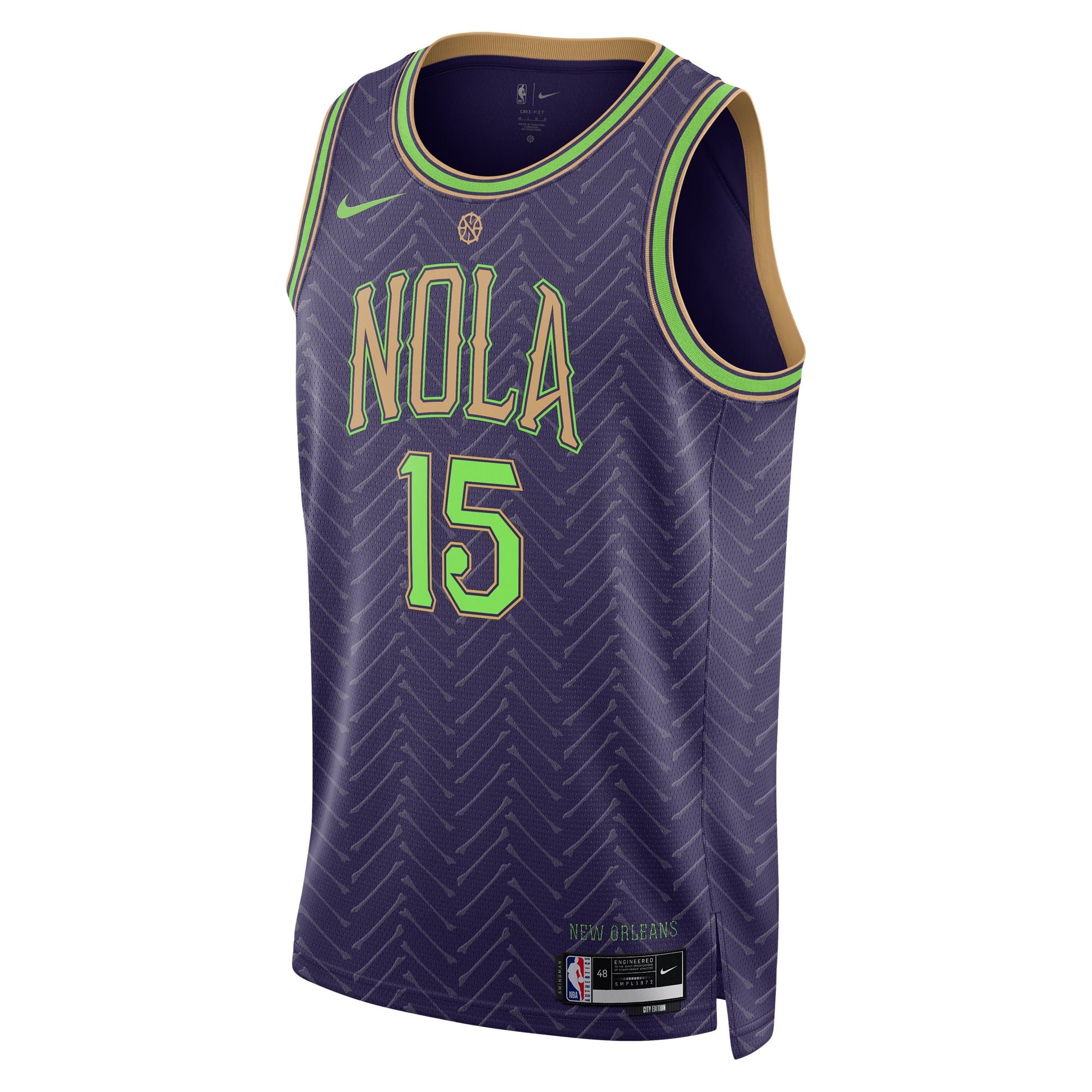 Camiseta City Edition Swingman de los New Orleans Pelicans 2024 - PÃºrpura - Jose Alvarado - Unisex - JS891