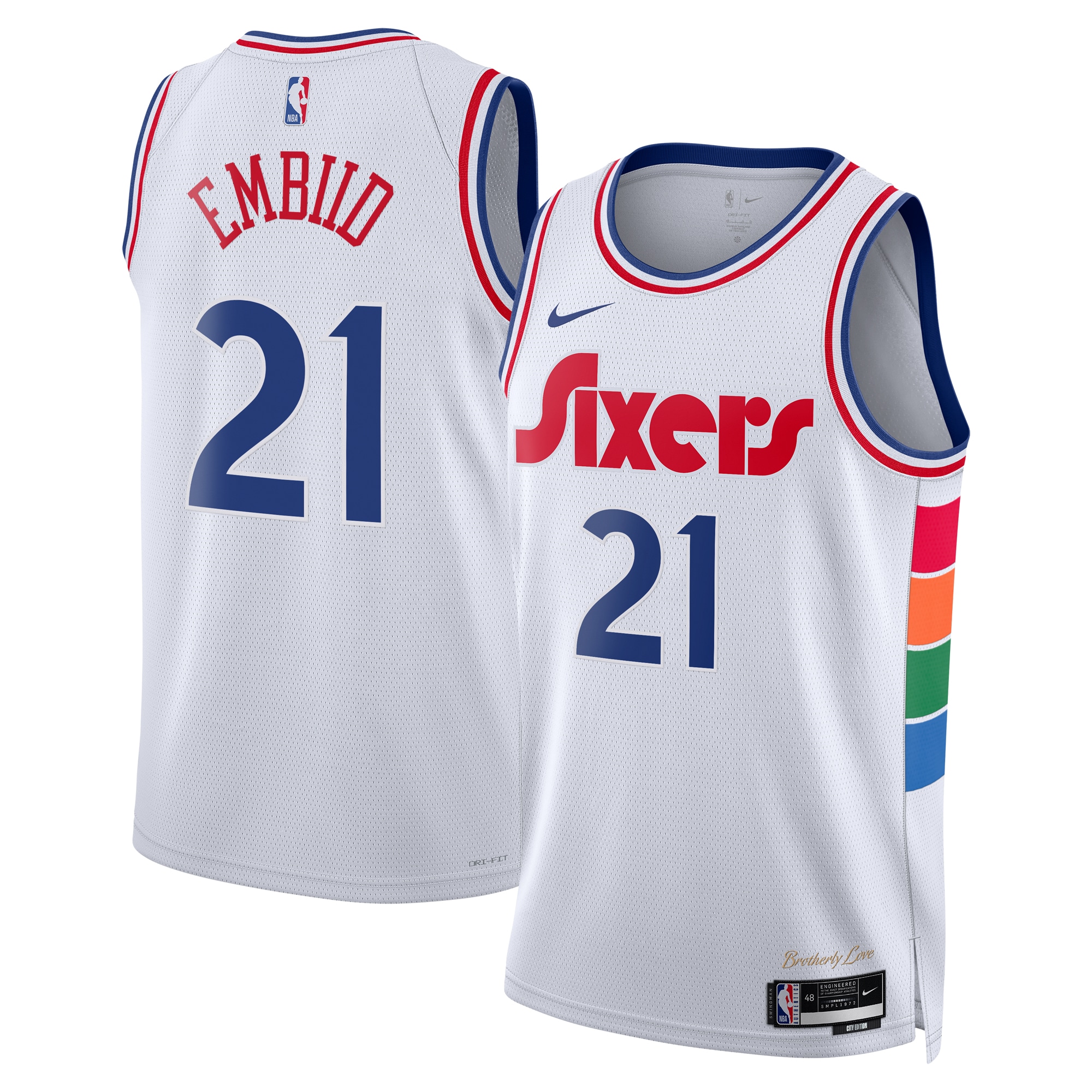 Camiseta City Edition Swingman de los Philadelphia 76ers 2024 - Blanca - Joel Embiid - Unisex - JS183