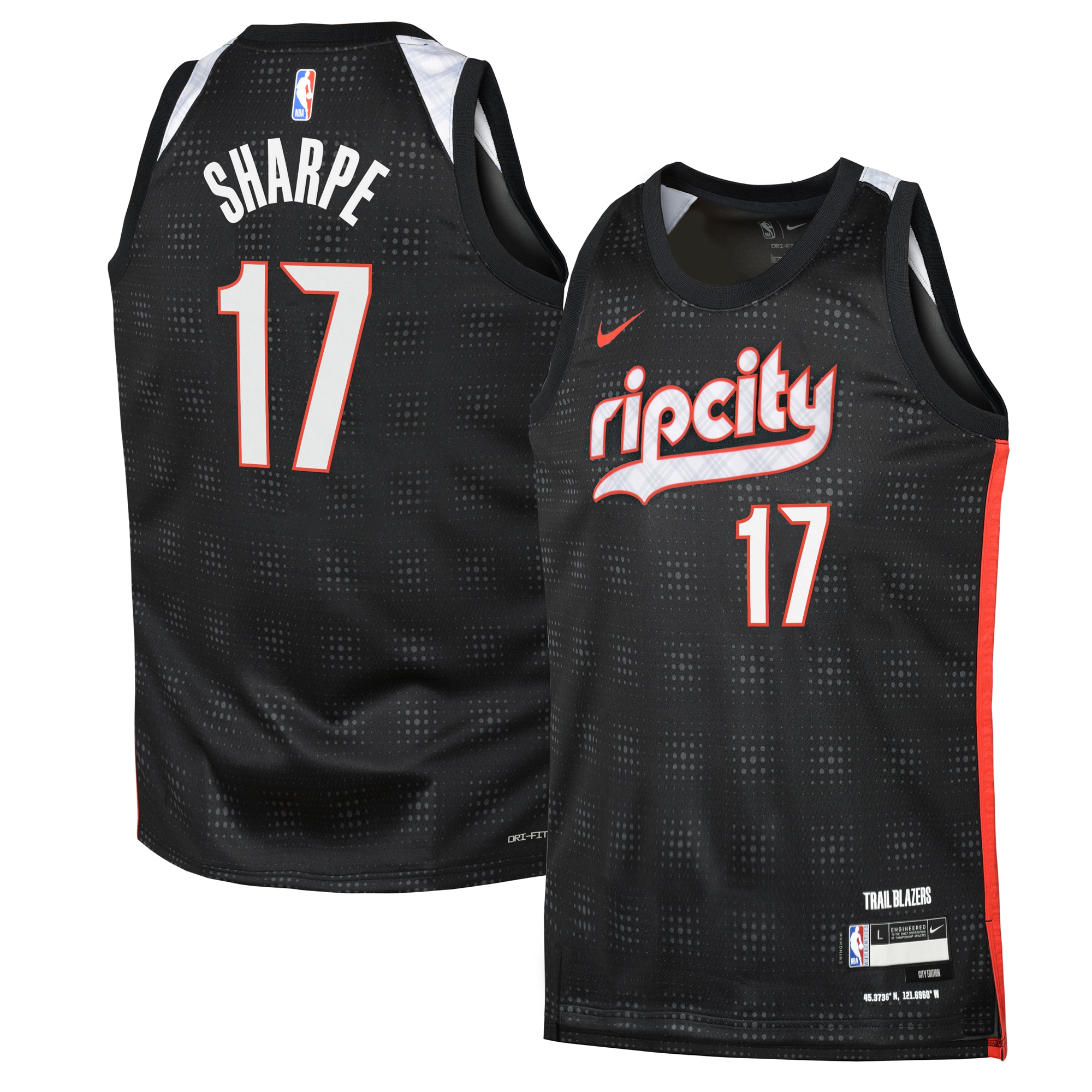 Camiseta City Edition Swingman de los Portland Trail Blazers 2024 - Negra - Shaedon Sharpe - Juvenil - JS553