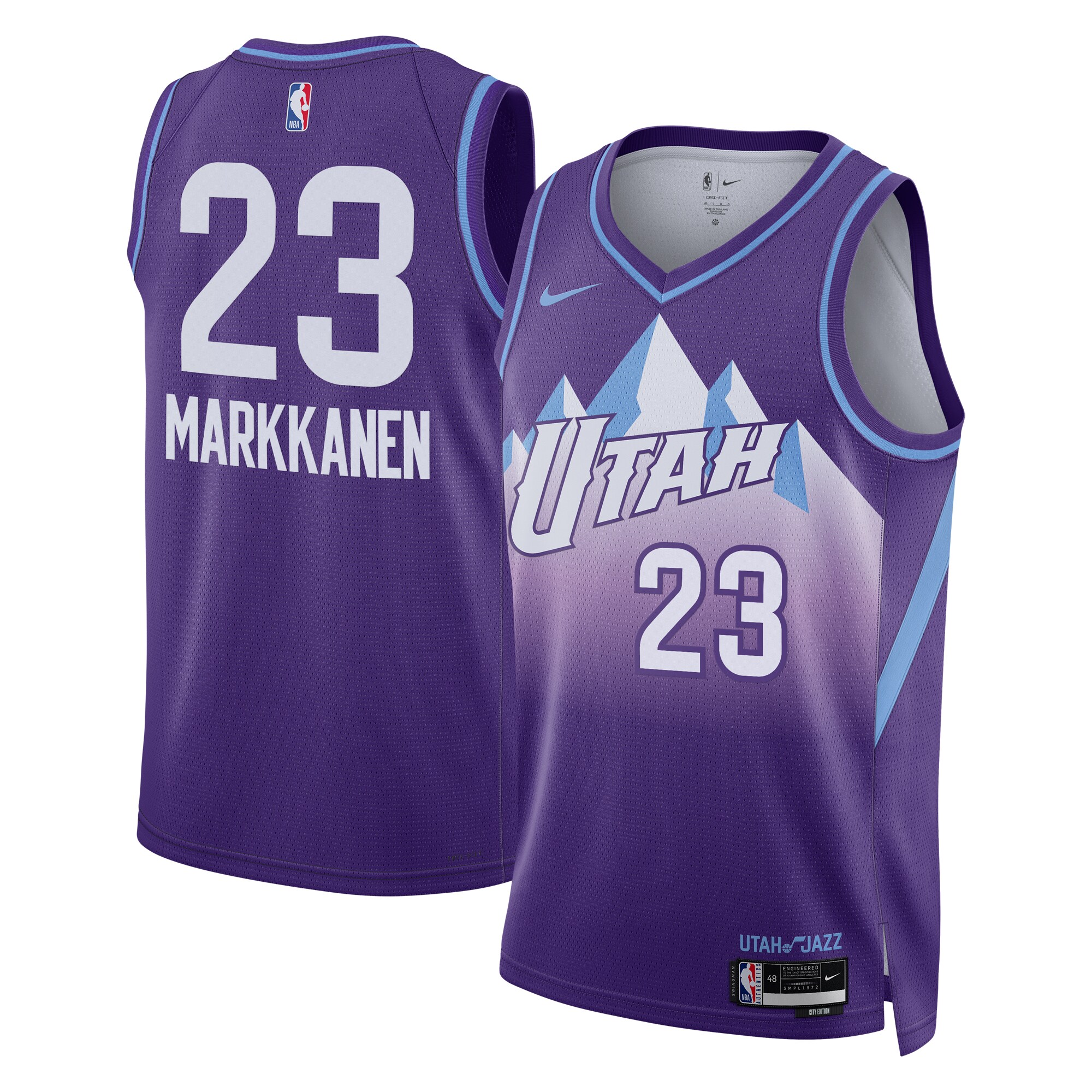 Camiseta City Edition Swingman de Utah Jazz 2024 - PÃºrpura - Lauri Markkanen - Unisex - JS947