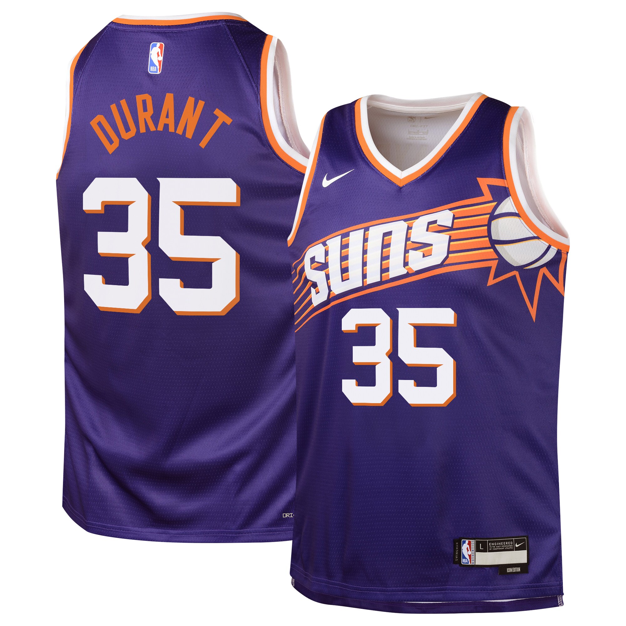 Camiseta Icon Edition Swingman de los Phoenix Suns - PÃºrpura - Kevin Durant - Adolescentes - JS455