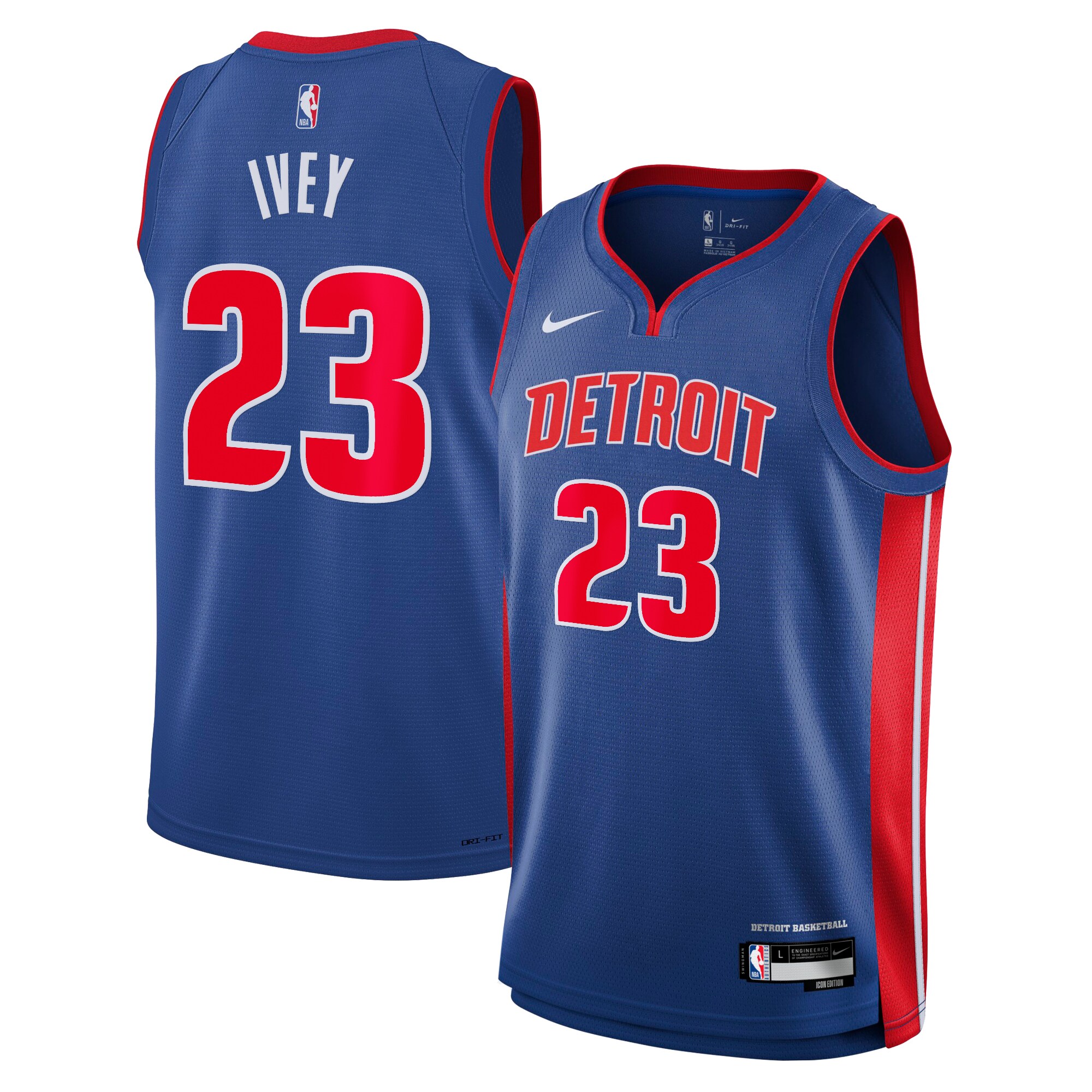 Camiseta Icon Swingman de los Detroit Pistons - Azul - Jaden Ivey - JÃ³venes - JS684