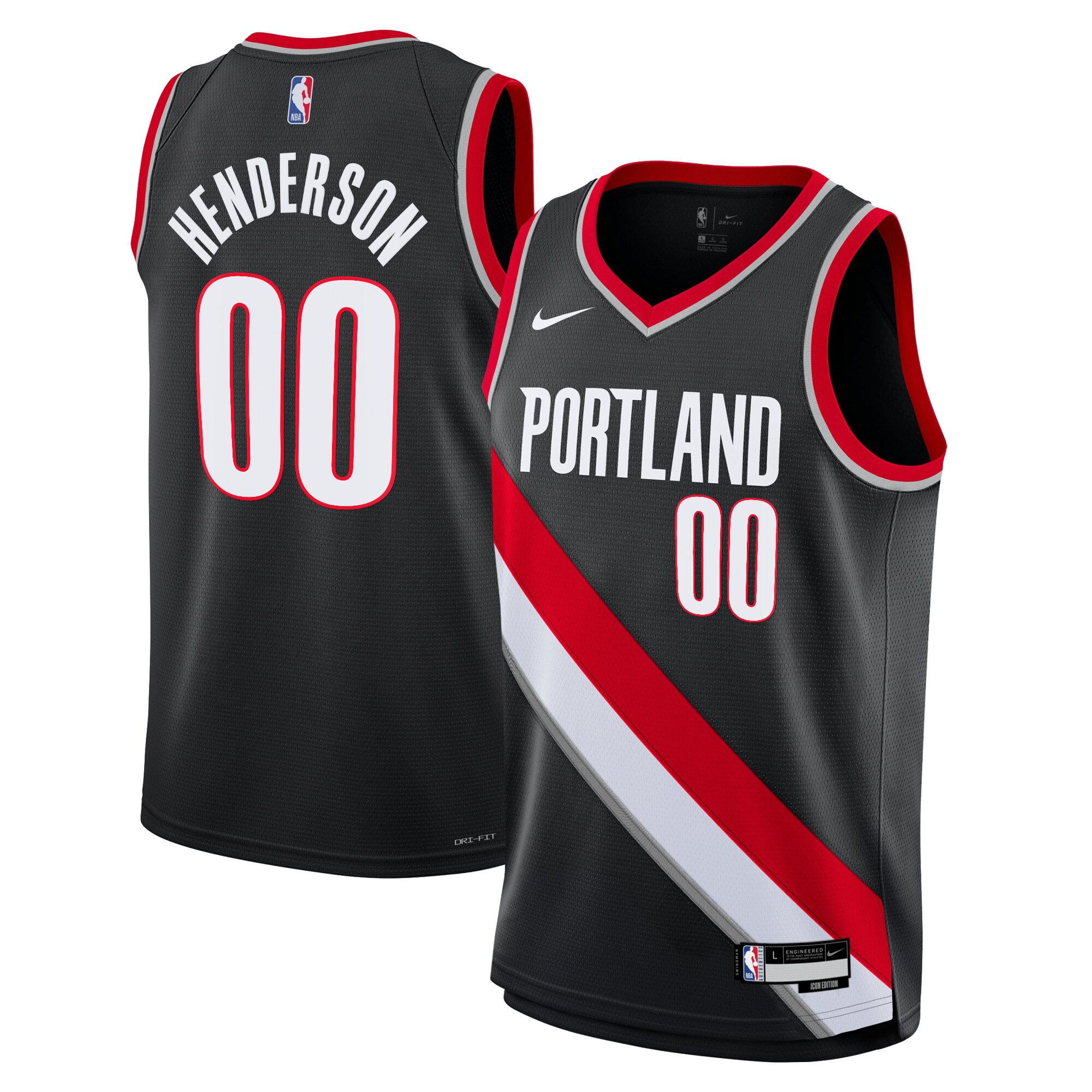 Camiseta Icon Swingman de los Portland Trail Blazers - Negro - Scoot Henderson - JÃ³venes - JS602