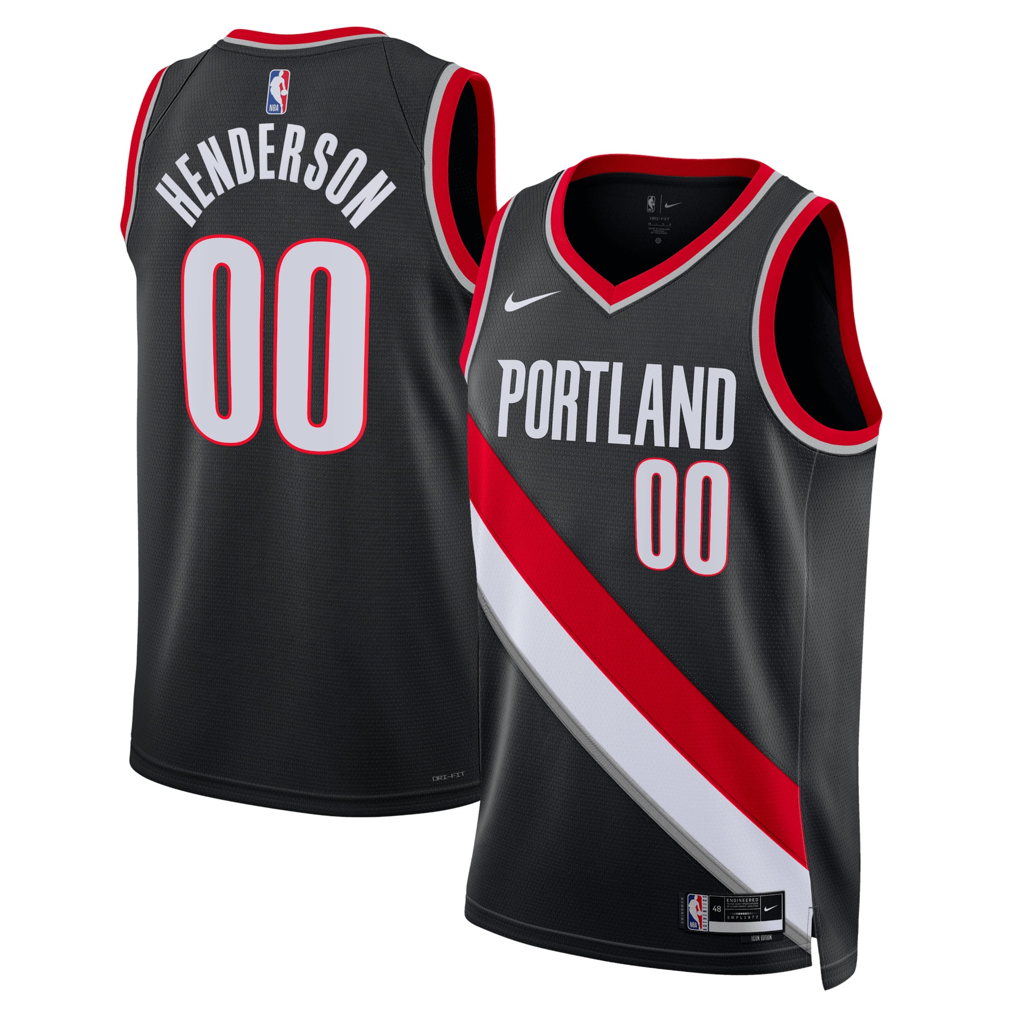 Camiseta Icon Swingman de los Portland Trail Blazers - Negro - Scoot Henderson - Unisex - JS547