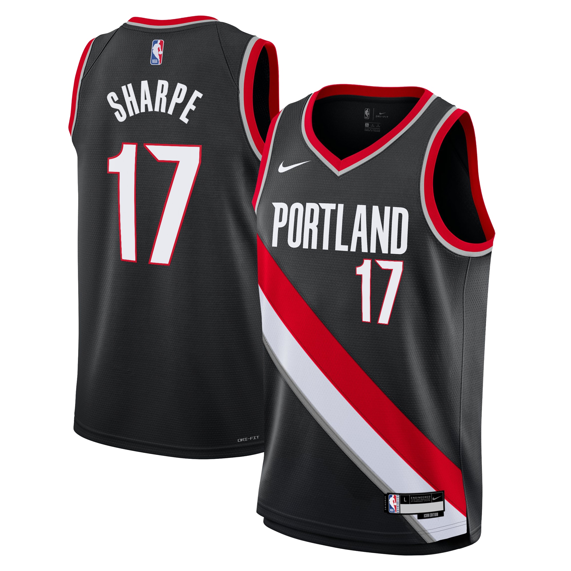 Camiseta Icon Swingman de los Portland Trail Blazers - Negro - Shaedon Sharpe - JÃ³venes - JS529