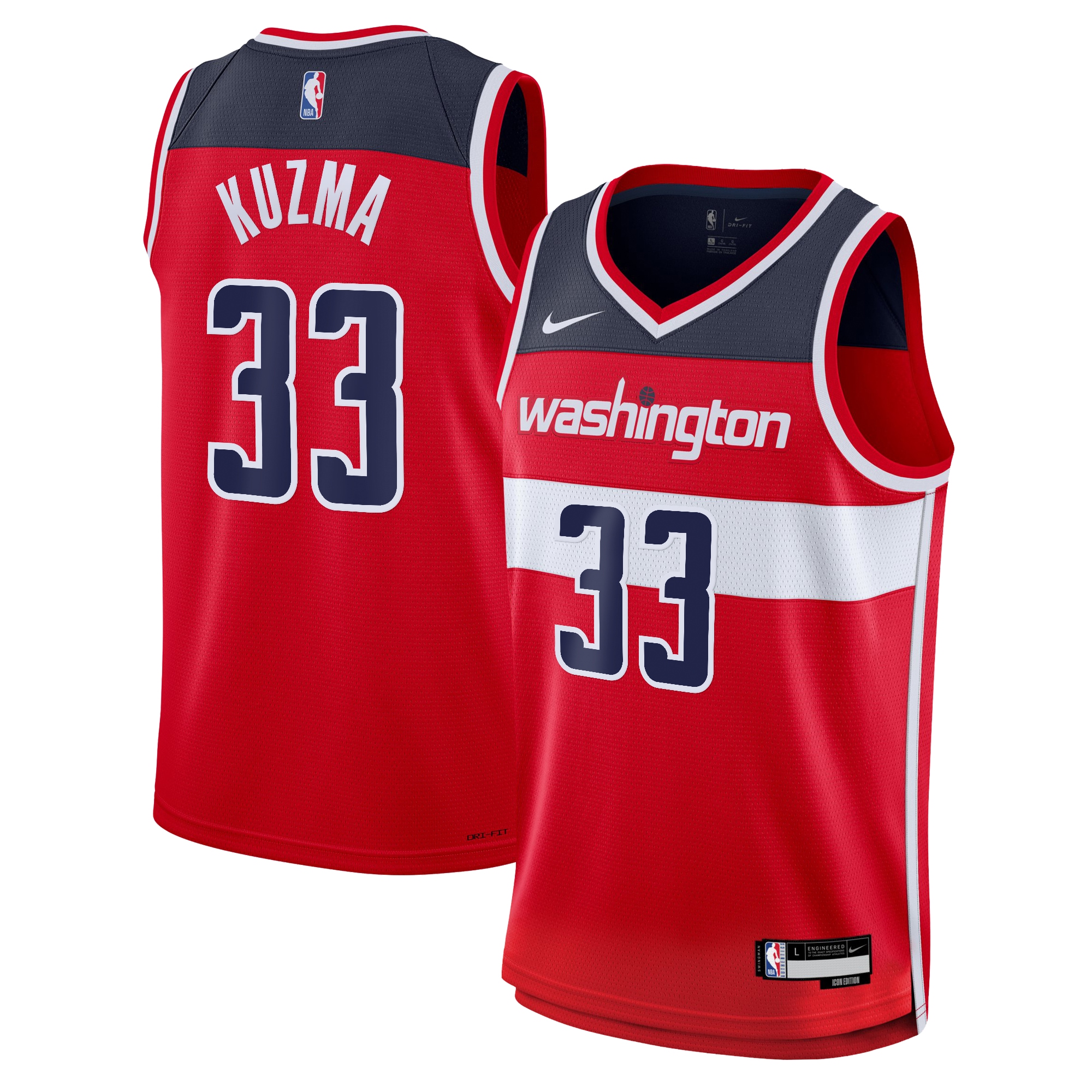 Camiseta Icon Swingman de los Washington Wizards - Rojo - Kyle Kuzma - JÃ³venes - JS988