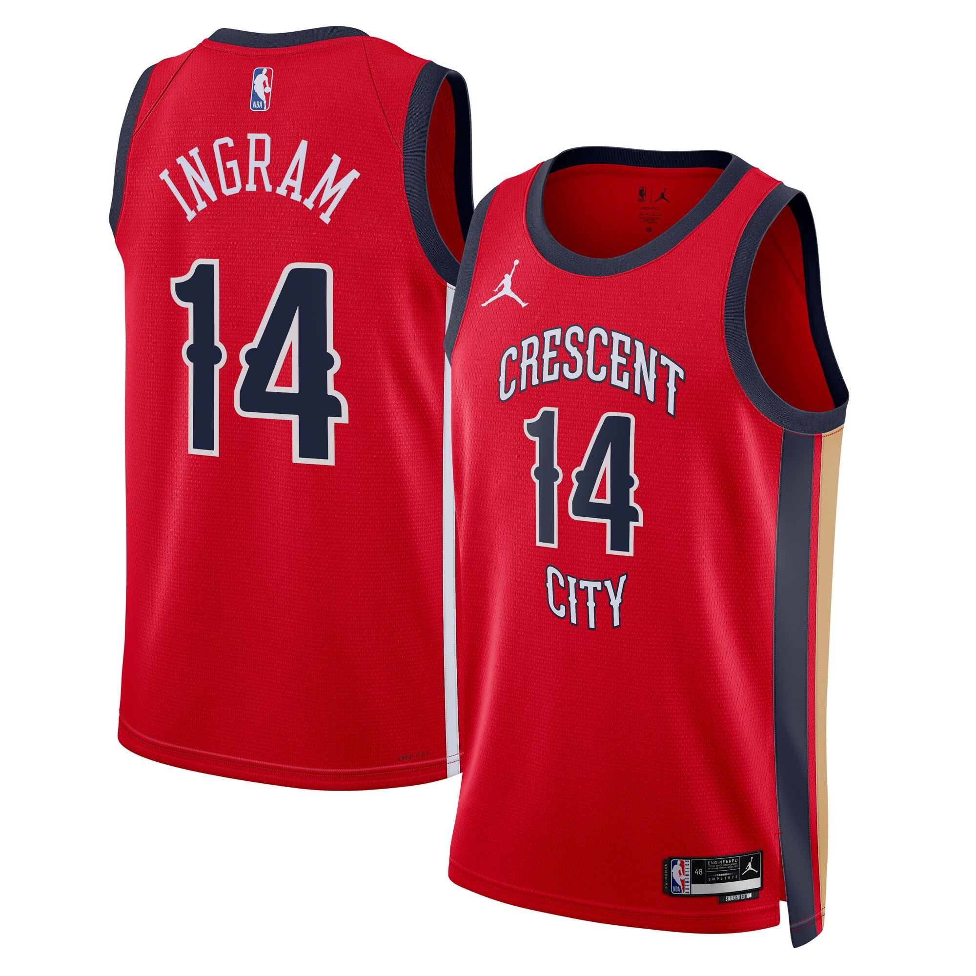 Camiseta New Orleans Pelicans Jordan Brand Statement Edition Swingman - Rojo - Brandon Ingram - Unisex - JS974