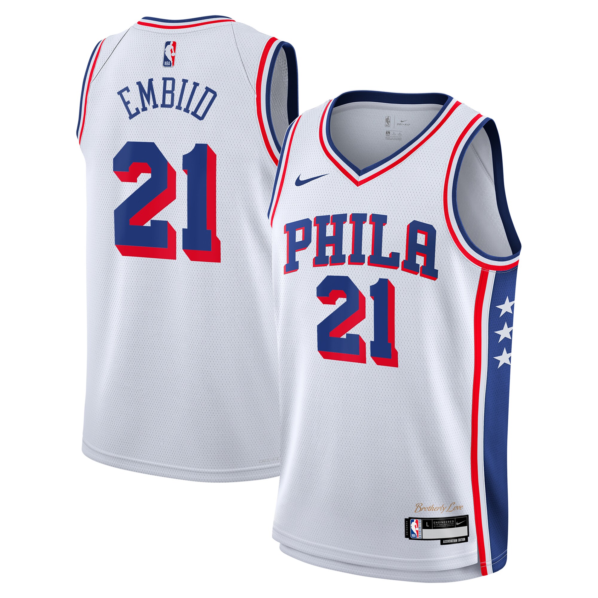 Camiseta Philadelphia 76ers Association Swingman - Azul marino - Joel Embiid - JÃ³venes - JS523