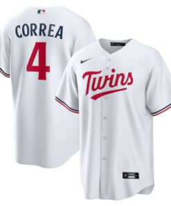 Carlos Correa 4 Minnesota Twins Team Logo Home Men Jersey - White