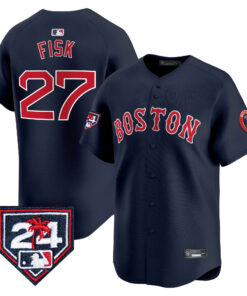 Carlton Fisk 27 Boston Red Sox 2024 Spring Training Men Jersey - Navy